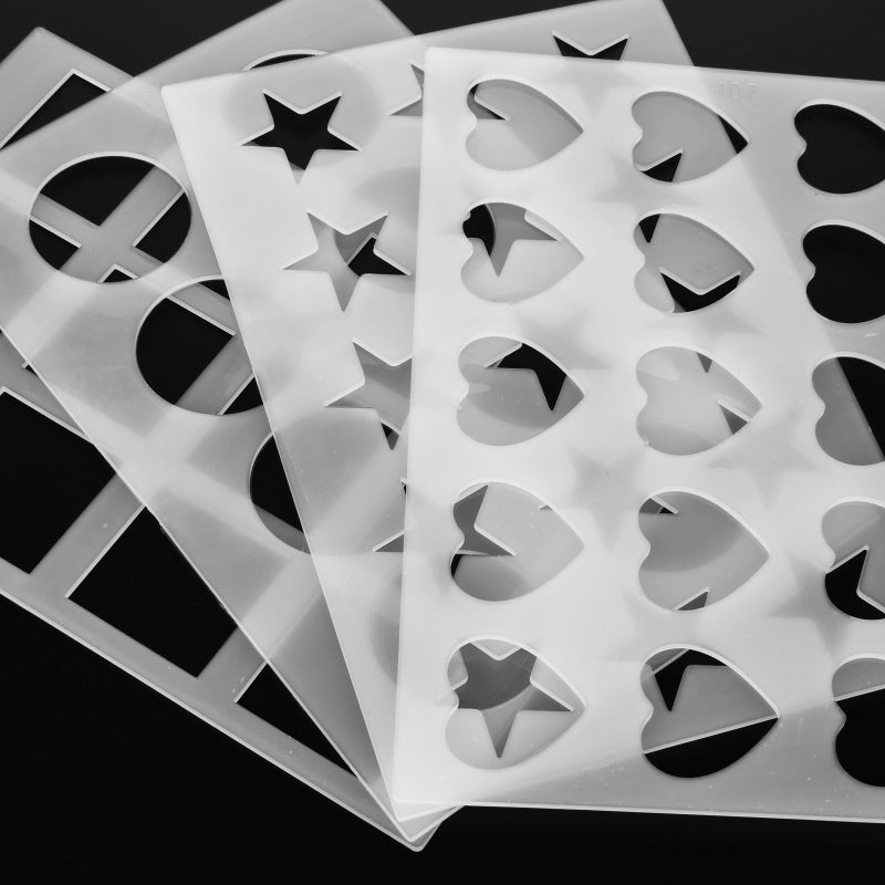 Cosmos 4 Pcs Chocolate Chablon Cookies Stencil Mold Set for Cake Decoration Baking Tool, Assorted Shapes - Image 2